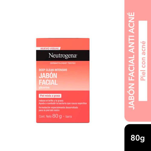 Jabón Barra Limpieza Facial Neutrogena Deep Clean X80g