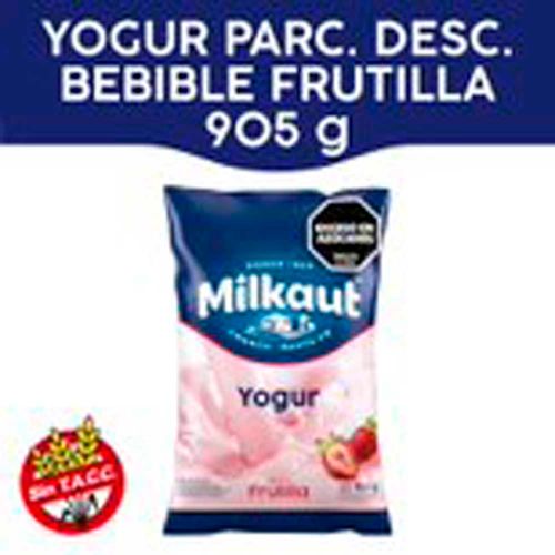 Yogur Entero Milkaut Frutilla Fort.vitdyzinc Sachet 905g