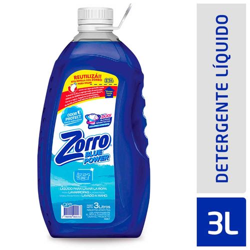 Detergente Liquido Zorro Blue Power Bot 3lt