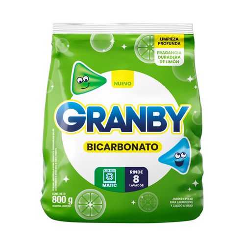 Jabon En Polvo Granby Bicarbonato Limon 800gr