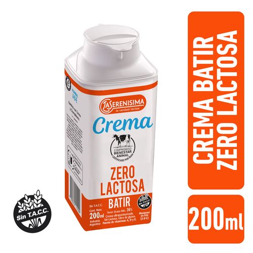 Crema Para Batir La Serenísima Zero Lactosa 200ml