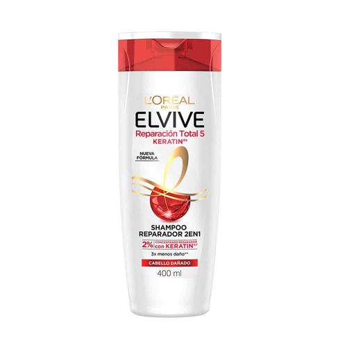 Shampoo Elvive 2 En 1 Reparación Total 5 Keratin 400 Ml