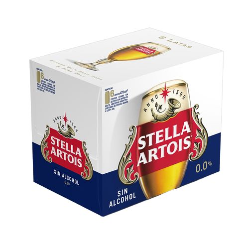 Cerveza Stella Artois 473 Cc Six Pack Sin Alcohol