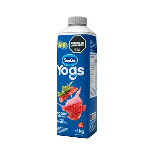 Yogur Yogs Entero Sabor Frutilla X Botella 1kg