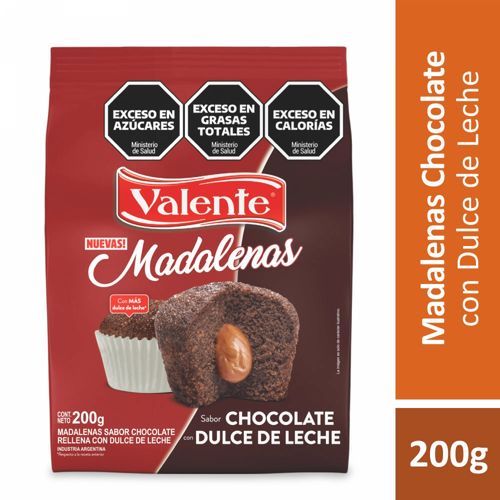 Madalenas Chocolate Con Dulce De Leche Valente 180 Gr