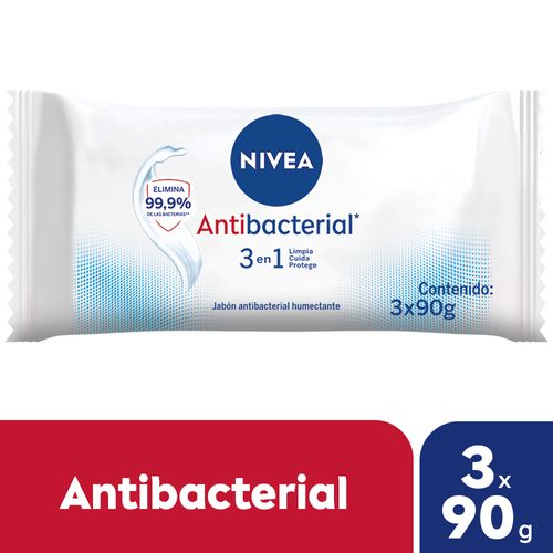 Jabón Humectante Nivea Antibacterial 3 En 1 3 X 90 G