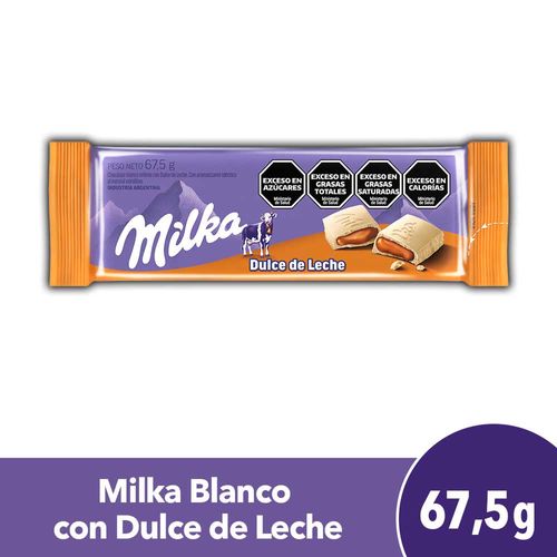 Chocolate Blanco Relleno Dulce De Leche Milka 67,5g.