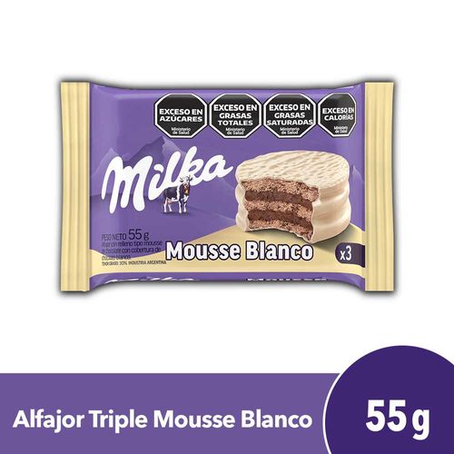 Alfajor Triple Milka Mousse Blanco 55g.