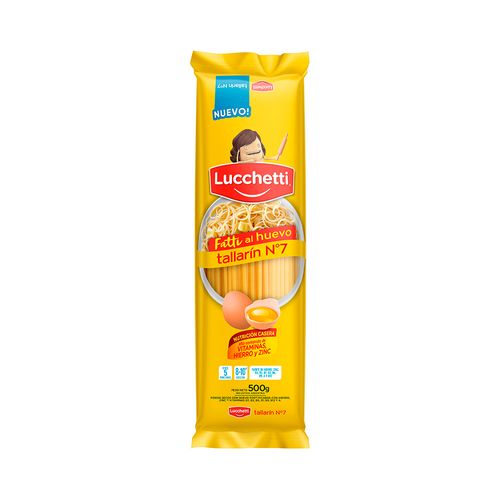 Fideos Lucchetti Tallarin Al Huevo N°7 X 500 Gr