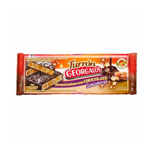 Turrón Georgalos De Maní Con Chocolate X 90 Gr.