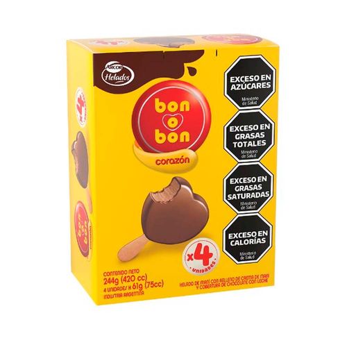 Helado Multipack Bon O Bon Corazón 4 U