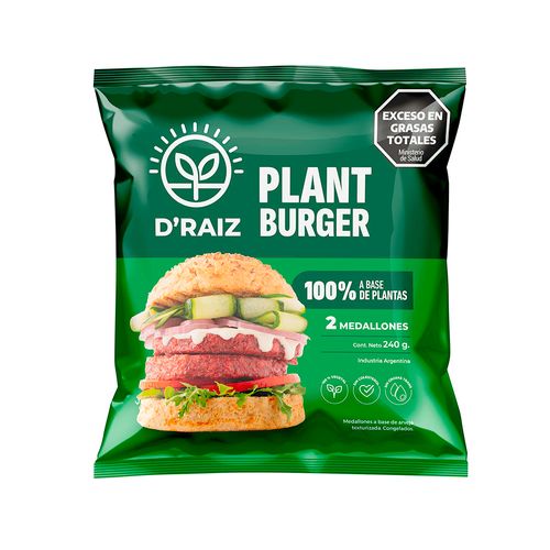 Hamburguesa Vegana Plant Burger D Raíz 120 Gr X 2 U