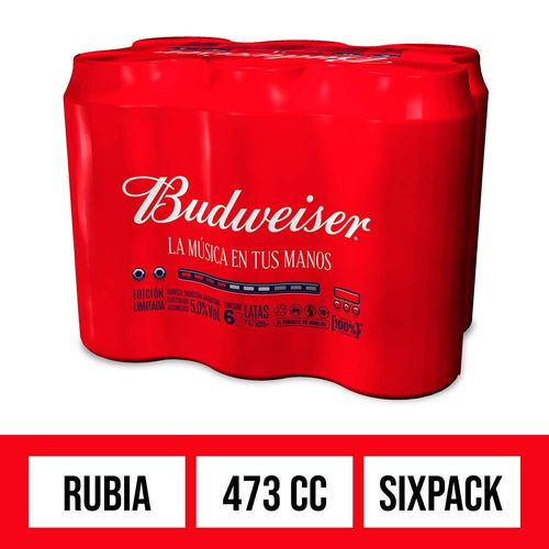 Cerveza Budweiser Musica X 473 Cc Sixpack