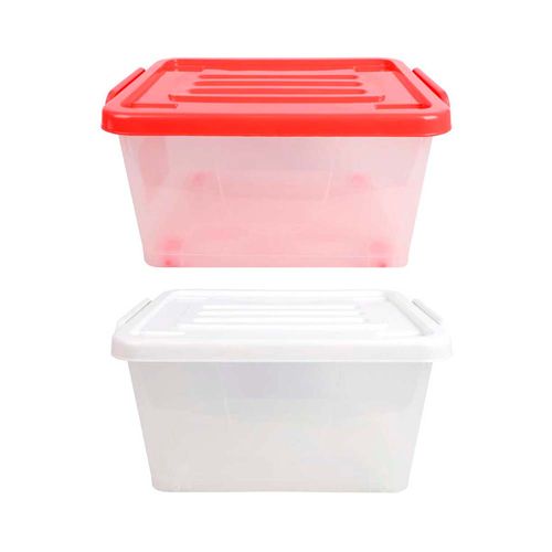 Caja Organizadora 13l Rueda Transparente Tapa Color X 1 U