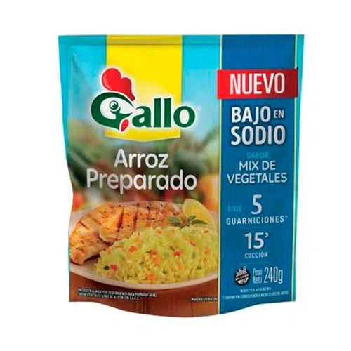 Arroz Preparado Gallo Vegetales Bajo En Sodio X 240 Gr Gallo