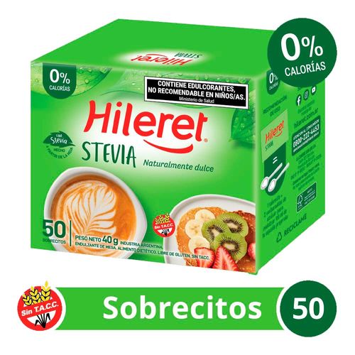 Endulzante Hileret Stevia 50 Sobrecitos