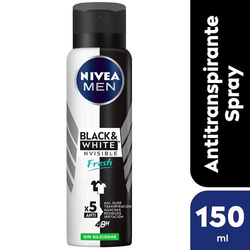 Desodorante Nivea Men Black & White Fresh Sin Siliconas 150ml.