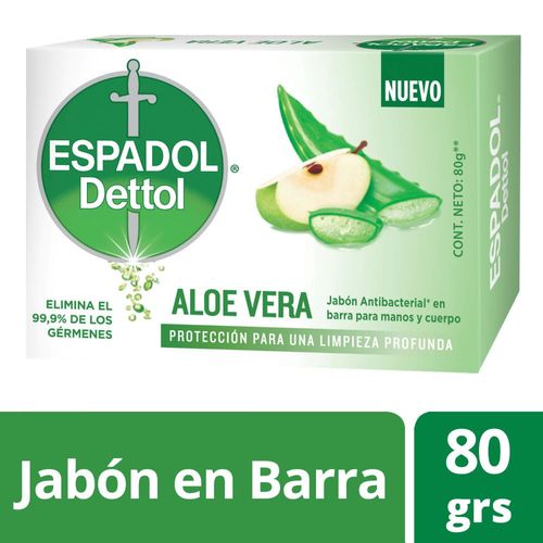 Jabon En Barra Espadol Dettol Aloe Vera 80 Gr