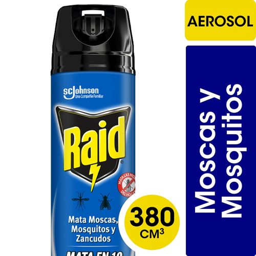 Insecticida Mata Moscas Y Mosquitos Aerosol 380 Ml Raid