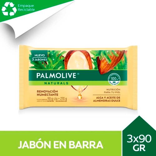 Jabón De Tocador Palmolive Naturals Alga Y Almendra Dulce 3 X 90 G