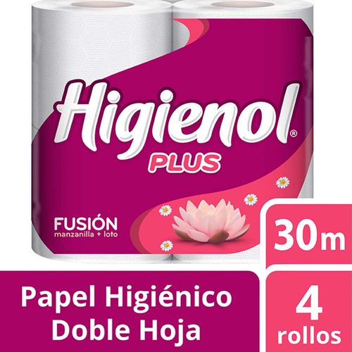 Papel Higiénico Higienol Plus Fusión Doble Hoja 30 M X 4 U