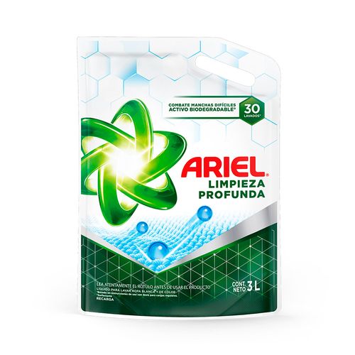 Jabón Líquido Ariel Limpieza Profunda Doypack 3000 Ml