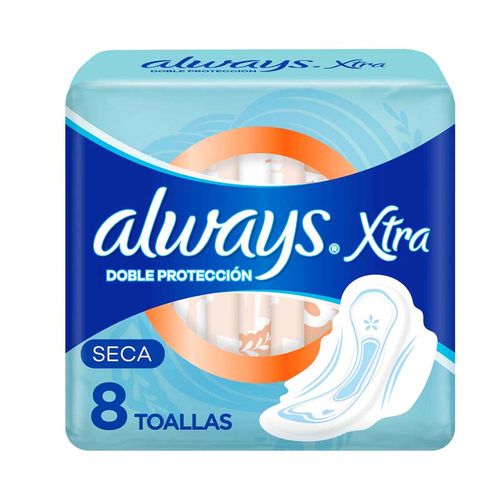 Toallitas Femeninas Always Xtra Doble Protección Seca - 8 U