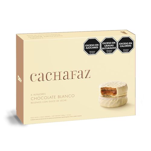 Alfajores Chocolate Blanco Cachafaz 360 Gr 6 U