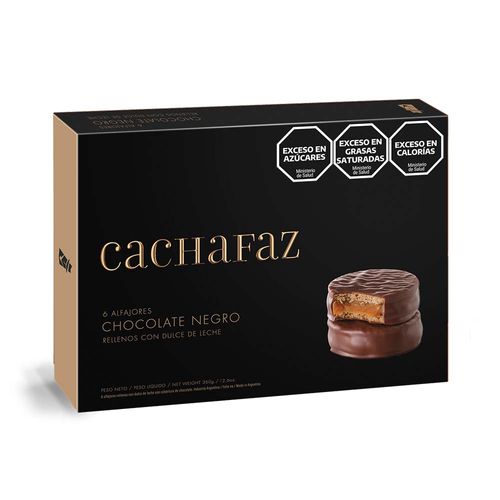 Alfajores Chocolate Negro Cachafaz 360 Gr 6 U
