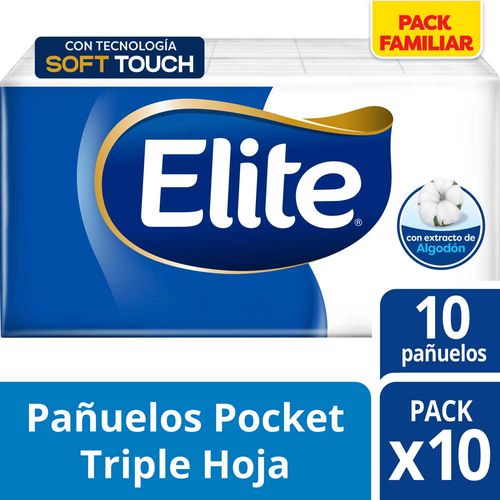 Pañuelos Descartables Elite Con Algodón X10 Packs De 10 Pañuelos/35