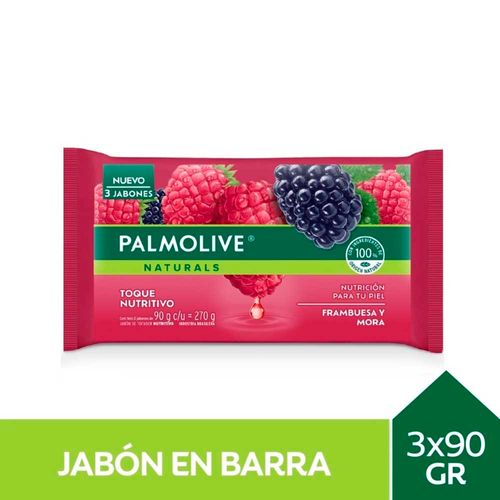 Jabón De Tocador Palmolive Naturals Frambuesa Y Mora 3 X 90 G