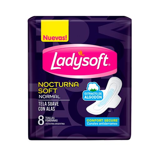 Toallas Femeninas Ladysoft Nocturna Soft - 8 U