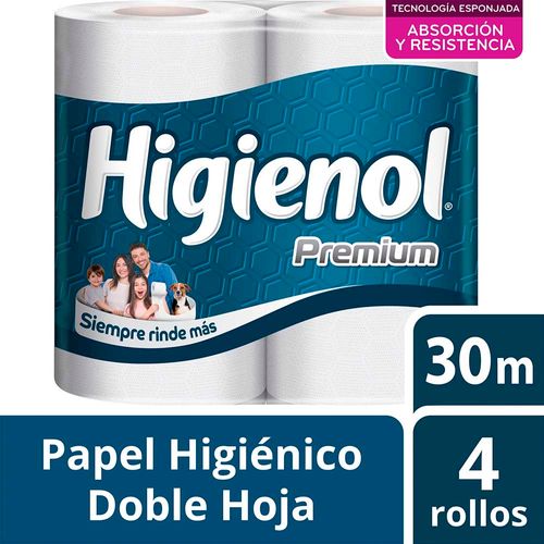 Papel Higiénico Higienol Balance Doble Hoja - 30 M X 4 U