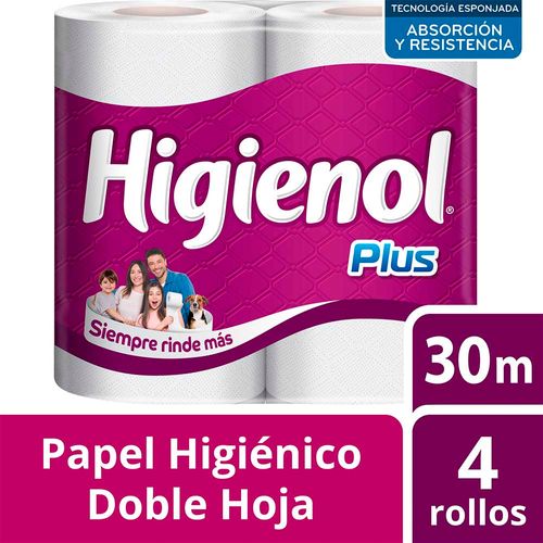 Papel Higiénico Higienol Plus Fusión Doble Hoja 30 M X 4 U