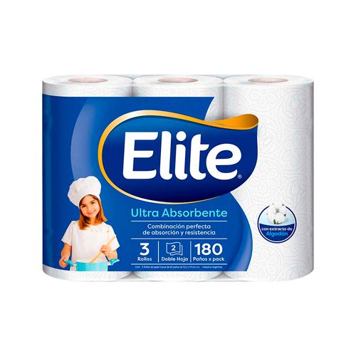 Rollo De Cocina Elite Ultra Absorbente - 60 Paños X 3 U