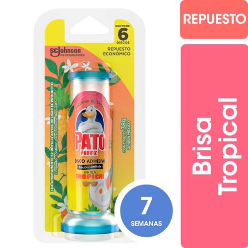 Discos Adhesivos Inodoro Brisa Tropical Repuesto 38 Gr Pato