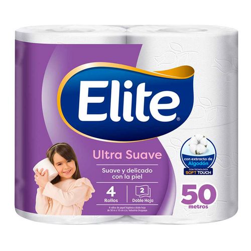 Papel Higiénico Elite Ultra Suave Doble Hoja - 50 M X 4 U