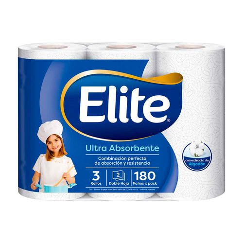 Rollo De Cocina Elite Ultra Absorbente - 60 Paños X 3 U