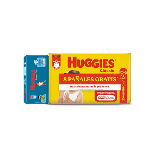 Pañales Huggies Classic Combo Xxg X50 (