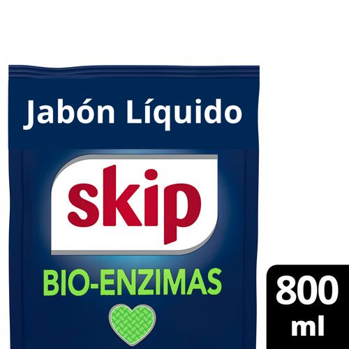 Jabón Líquido Skip Bio-enzimas Doypack 800 Ml