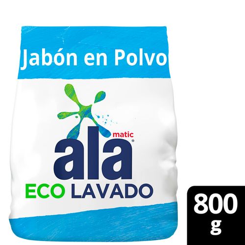 Jabón En Polvo Ala Matic Máxima Blancura 800 Gr