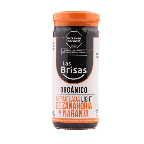 Mermelada Orgánica De Zanahoria Y Naranja Light Las Brisas 240 Gr