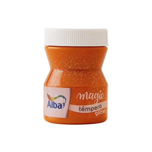 Pote Tempera Naranja Glitter X 100 Gr Alba