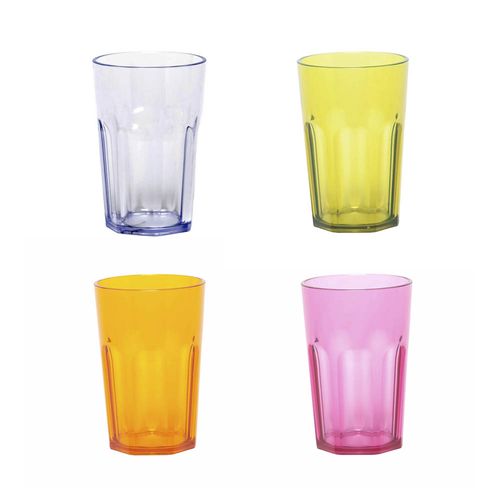 Vaso Facetado 400 Cc X 4 Colores – Mix Bipo