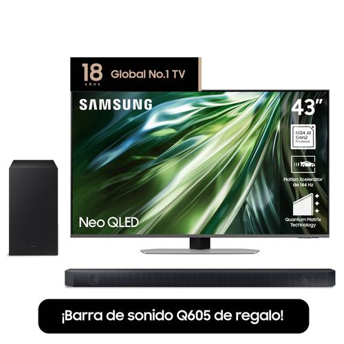 Tv 43" Neo Qled  Qn90d Con Barra Q605 Samsung.