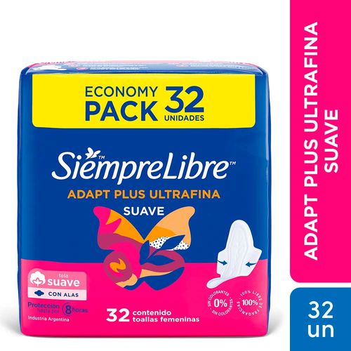 Toallas Femeninas Adapt Plus Ultrafina X 32 Un Siempre Libre