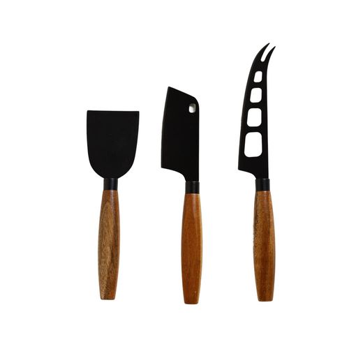 Set X 3 Cuchillos Para Queso Black Y Acacia