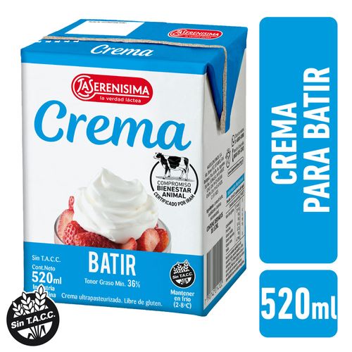 Crema Para Batir Uat La Serenísima Tetratop 520ml