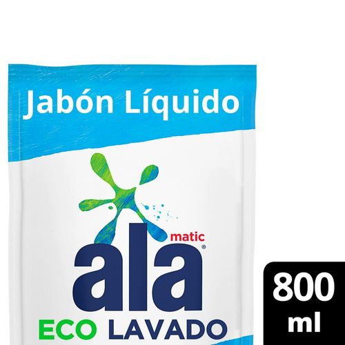 Jabón Líquido Ala Matic Máxima Blancura 800 Ml