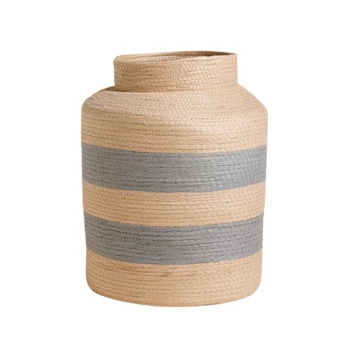 Canasto Cilindrico Ancho Jialing Natural Y Grey